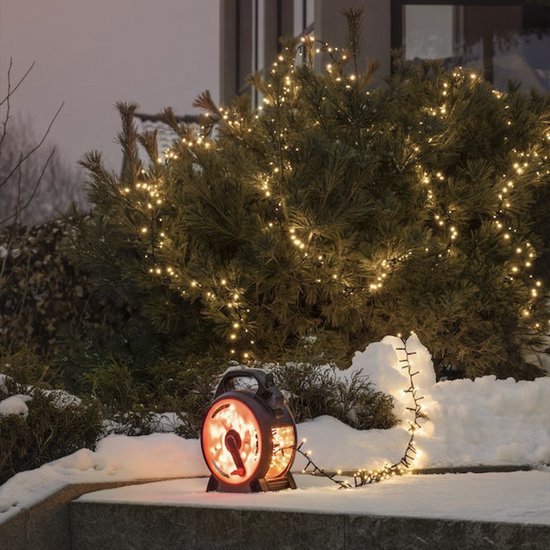 Cluster Lichtsnoer op kabelhaspel voor buiten - 800 LEDs - 2100K Amber - IP44 - 18 meter – Kerstverlichting