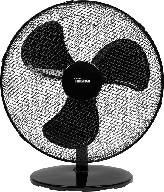 Tafelventilator 40 cm – 3 Snelheden – 85° Oscillatie – Verstelbare Luchtstroom – Tristar VE-5728 – Zwart