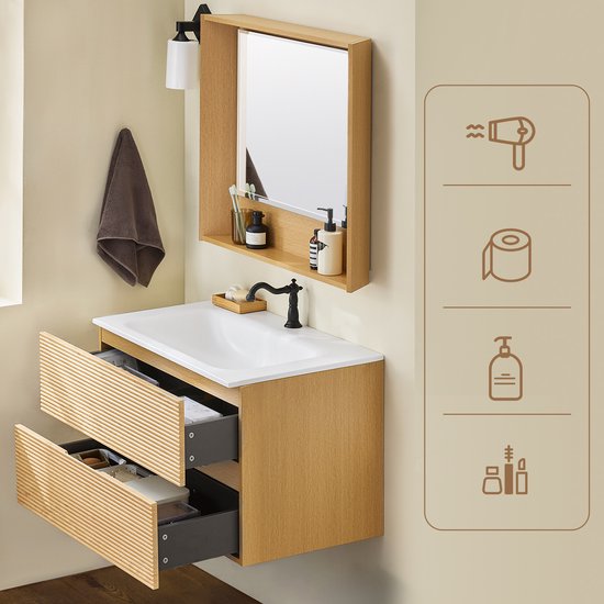 SoBuy BZR198-N Badmeubel met Wastafel - Houtcomposiet 80cm
