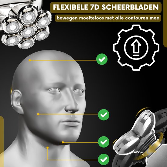 Sansbeauté SkullSharp MAX 6-in-1 – Elektrisch Scheerapparaat voor Hoofd & Gezicht – Nat & Droog – Zwart
