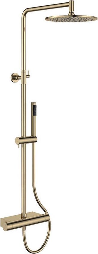 Regn thermostatische regendouche met cool touch en planchet, geborsteld goud