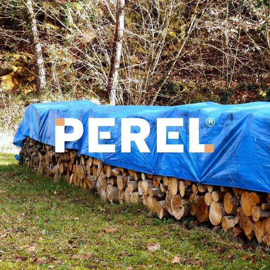 Perel Dekzeil, 12 ringen, versterkte hoeken, rechthoekig, blauw/groen, 70 g/m², 2 x 4 m