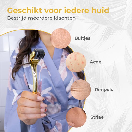 Nuvance - Dermaroller - 540 Micro Naalden van 0.5mm - Incl. eBook - Derma Roller voor Huidverzorging - Baardroller voor Haargroei - Steriel Verpakt
