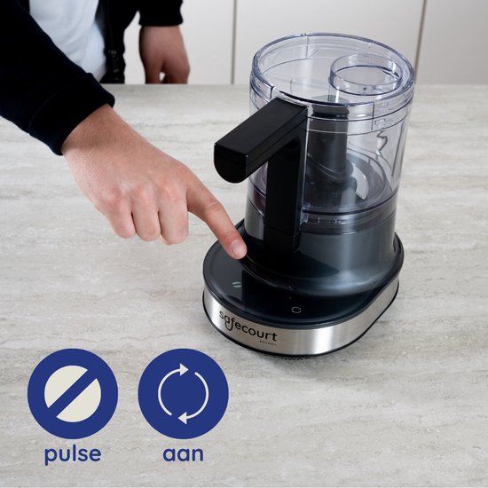 Safecourt Kitchen Hakmolen - Food chopper - Zwevende messen - IJscrusher - 700ml - Zwart/RVS