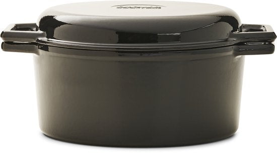 The Tasman Dutch Oven en Grill - Kookpot - Gerecycled Gietijzer - met Grill deksel - Ø29 cm – Zwart