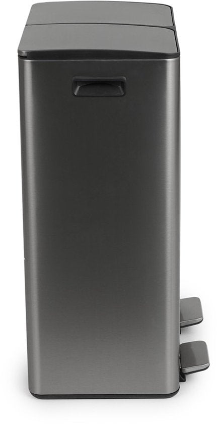 Umuzi Cleaning prullenbak - 60L - Afval Scheiden 2 Bakken - Metal Grey - Soft close - 45x37x70cm