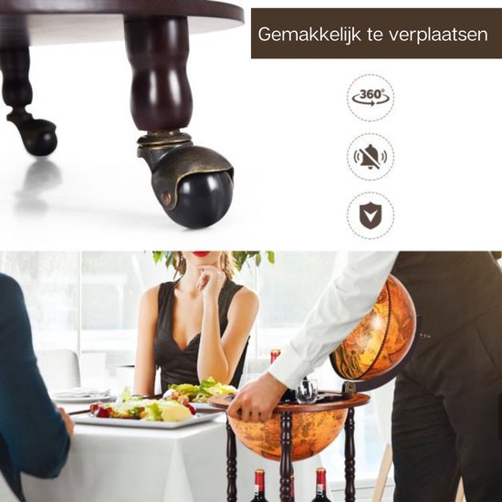 Coast - Wijnrek - Globebar - Wijnbar - Wereldbol bar - ⌀ 47 cm - Bruin