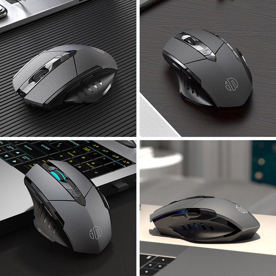 Techvavo® Draadloze Muis Laptop - Computermuis - Oplaadbare Muis - LED Verlichting - Stille Draadloze Muis - Geschikt voor Gaming - Zwart