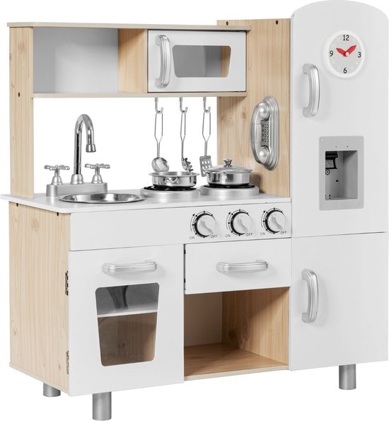 Coast Kinderkeuken hout - Incl. Accessoires - 72,5 x 29 x 81,5 cm - Wit