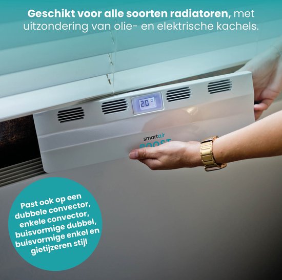 SmartAir Boost - Draagbare Radiatorventilator - Universeel - Energiezuinig - Draadloos, oplaadbaar en automatisch - Radiator Ventilator – Wit