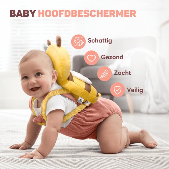 Vulpes Goods® BabyCare - Baby Hoofdbeschermer - Baby Valkussen - Baby Veiligheidskussen - Valrugzak - 3D Ademend - Veilig leren lopen - Bij