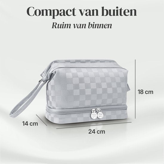 SC Travel Essentials - Toilettas en Make-up Organizer - Waterdicht en Compact - Geschikt voor Reis en Dagelijks Gebruik - Unisex - Zilver