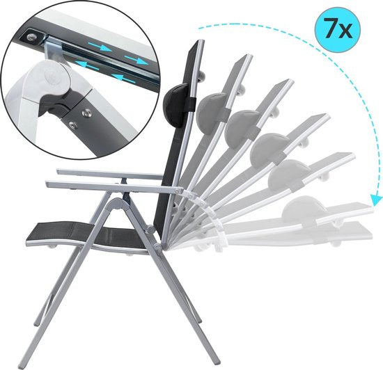 Casaria Tuinstoel Aluminium - 2 stuks Inklapbaar - Zilver