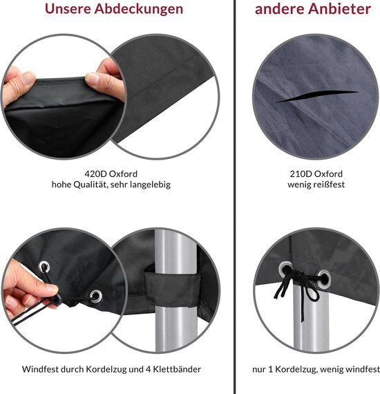 Kingsleeve Tuinmeubelhoes 185 x 117 x 150 cm Scheurvast UV-bestendig Antraciet