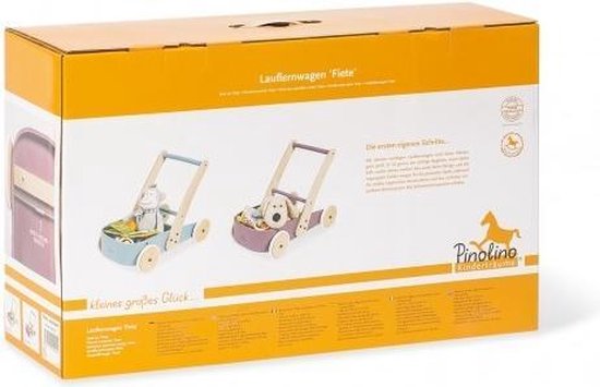 Houten Loopwagen - Massief Beukenhout in Pastelblauw en Blank Gelakt - Leuk cadeau voor Sinterklaas of Kerst