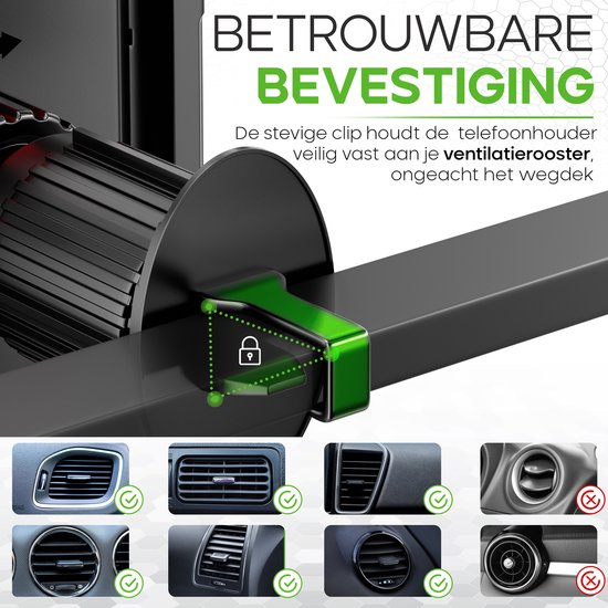 iSetchi FlexMount - Telefoonhouder Auto Ventilatie - Ventilatierooster - GSM Houder - Auto Accessoires - Universele Houder - Uitschuifbaar Design - Zwart