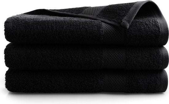 DoubleDry Handdoeken 70 x 140 cm – set van 3 – Hotelkwaliteit 500 g/m2 – Zacht & Absorberend - OEKO-TEX Made in Green & BSCI Gecertificeerd - raven zwart