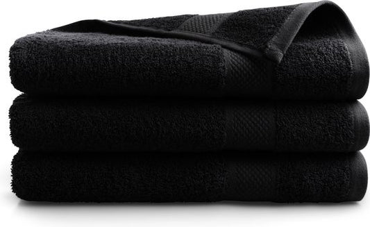 DoubleDry Handdoeken 70 x 140 cm – set van 3 – Hotelkwaliteit 500 g/m2 – Zacht & Absorberend - OEKO-TEX Made in Green & BSCI Gecertificeerd - raven zwart