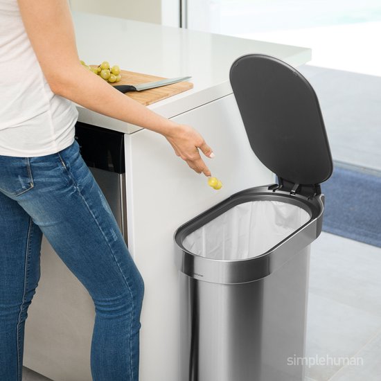 Simplehuman Afvalemmer - Slim - 45 L - RVS - Wit