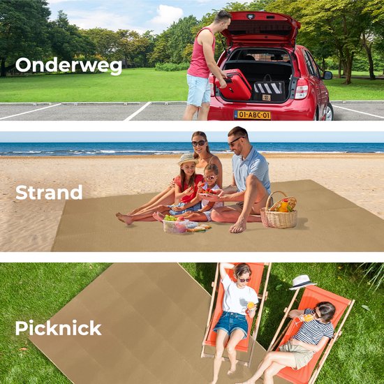 LifeGoods Buitenkleed - 183x290CM - Vloerkleed - Tuintapijt - Buitentapijt - Incl. Draagtas - Beige