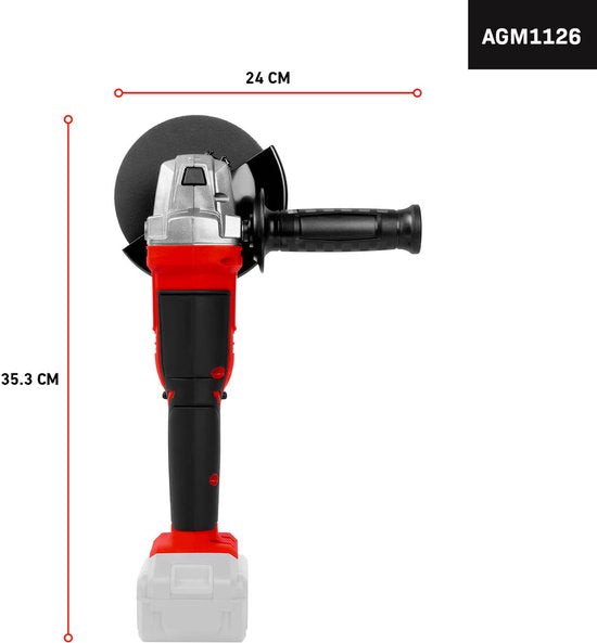 FERM - AX-POWER - AGM1126 - Accu - Haakse slijper - 125 mm - 20Volt - 8000t/min - Softgrip - Zijhandgreep op twee plaatsen - Verstelbare beschermkap - Veiligheidsschakelaar - Zonder accu en zonder lader - Geschikt voor AX en FX accu platform