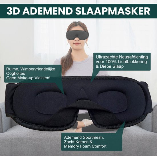Novalance - Luxe Slaapmasker - 3D Ergonomisch - 100% Verduisterend - Traagschuim - Slaap Masker - Oog Masker