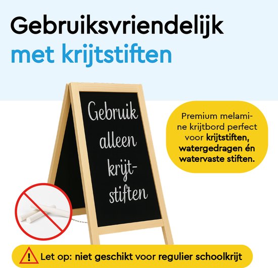 BRASQ Krijtstoepbord Blank - 55x 85 CM - Krijtbord - Reclamebord - Stoepbord - Dubbelzijdig - voor Binnen en Buiten - Horeca