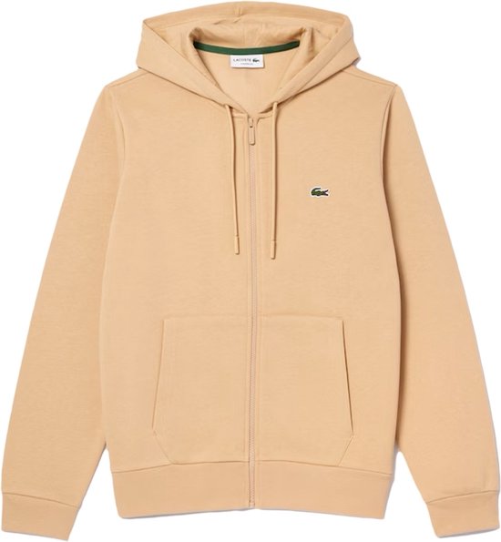 Lacoste – Fleece Hoodie Met Rits – Maat XS – Voorzien Van Geborduurde Krokodil En Kangoeroezak En Jersey Voering – Voor Sport En Casual – Croissant Katoenmix