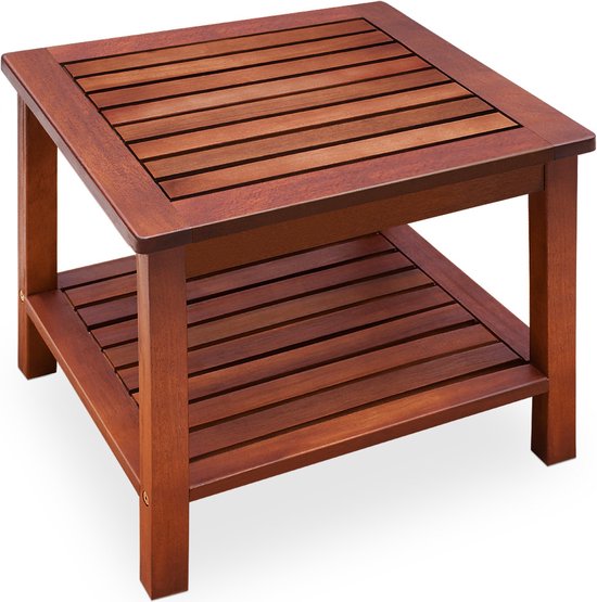 Casaria Bijzettafel Acaciahout - 45x45x45cm – met 2 Planken Bruin