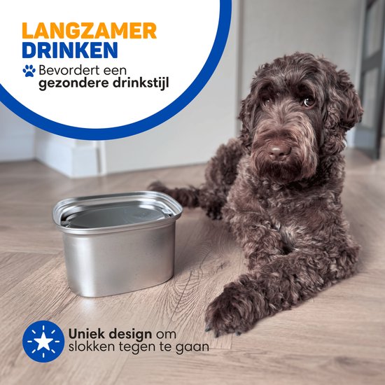 Vulpes Goods® Drinkbak Hond - Waterbak voor Honden - Anti Knoei - Vermindert slobberen - RVS - Onderweg - 3L