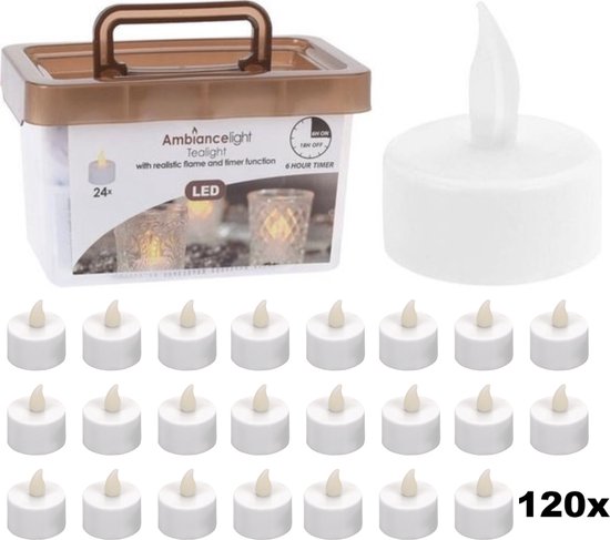 Theelichtjes LED - Box met 120 stuks INCLUSIEF batterij EN Timer