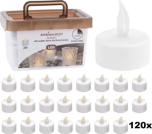 Theelichtjes LED - Box met 120 stuks INCLUSIEF batterij EN Timer