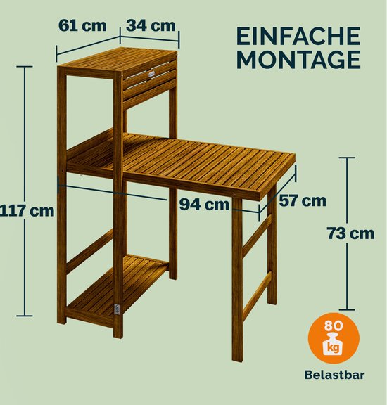 Casaria Tuinset - 2 Stoelen 1 Tafel Inklapbaar Weerbestendig - Acacia