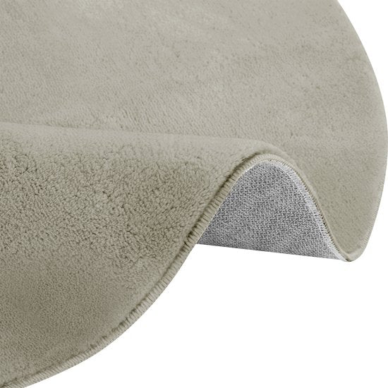 tectake® Kortpolig Vloerkleed - Rond - Ø120 cm - Zandkleur - Tapijt voor Woonkamer, Slaapkamer, Eetkamer - Onderhoudsvriendelijk en Wasbaar - Antislip Ondertapijt - Allergievriendelijk - Diverse maten en kleuren