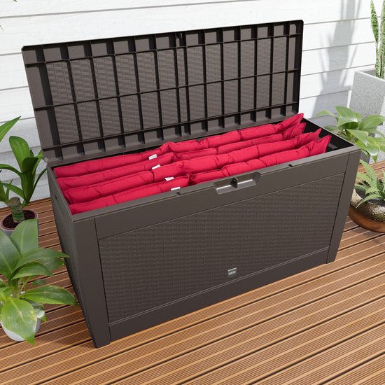 Casaria Opbergbox 310L - Weerbestendig Wielen Rotan-look - Bruin