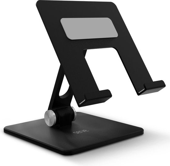 Serve Tablet Houder XL Opvouwbaar - Extra Stevig & Stabiel - Zwarte Inklapbare Standaard voor Tafel of Bureau - Zwart
