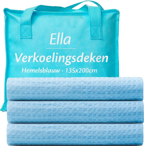 EL Life Koeldeken 135x200 cm - 100% Bio-Tencel - Zelfkoelende deken - Cooling blanket - Zomerdekbed - Zomerdeken - Hemelsblauw