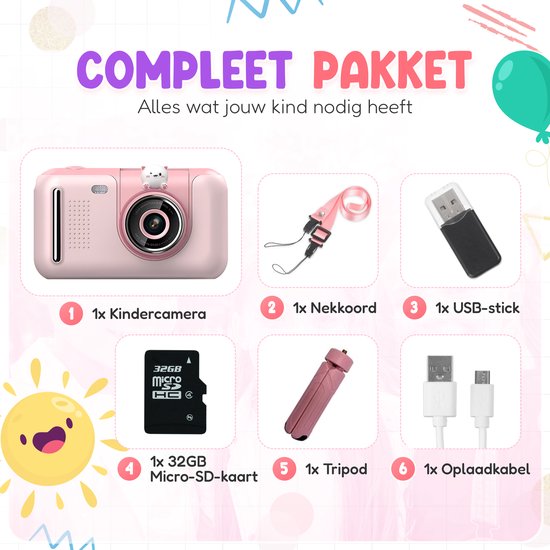 K&L Digitale Kindercamera Kids - Kinder vlog camera - Kindercamera's Digitaal - Fototoestel Kinderen - Kinderfototoestel