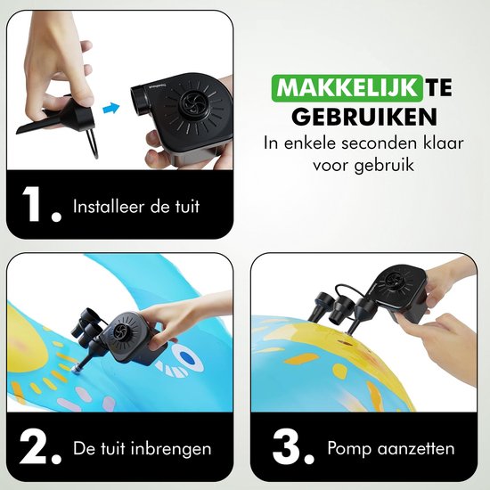 Travelhawk Elektrische Luchtpomp - Electrische Pomp Luchtbed - Inclusief Stekker en Autolader - Compact - Handig Voor Kamperen - 12V En 220V -