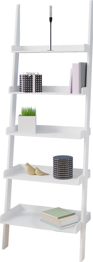 Casaria Boekenrek - 5 Planken - Afmeting 180x64x37cm MDF Hout Wit