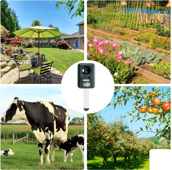 Perel Ultrasone ongedierteverjager op zonne-energie, outdoor, afweermiddel tegen muizen, ratten, insecten, katten, marters, vogels, vossen, kattenschrik, marterverjager, oplaadbaar via usb, tot 65m²
