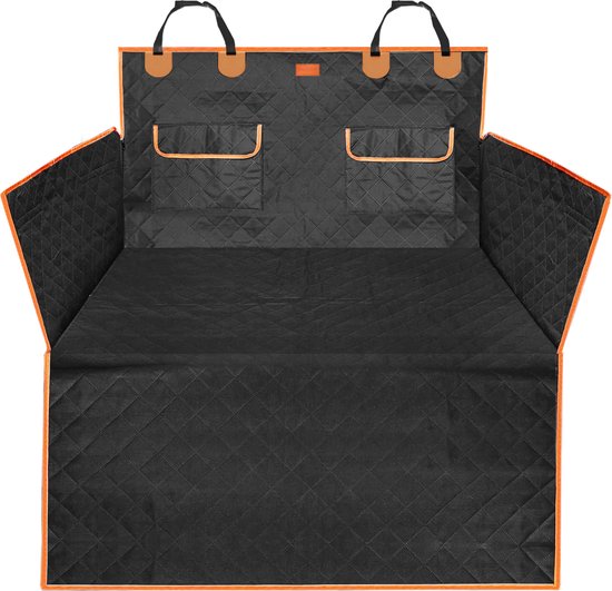 Jake en Jacky Hondendeken Auto Kofferbak - Autodeken Hond - Beschermhoes - Inclusief Opbergzak & Autoriem - Zwart/Oranje - 180x100 cm