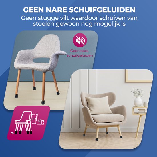 Roegaarden Stoelpoot Beschermers – Stoelpootdoppen – 12-16mm – 24 stuks – Zwart
