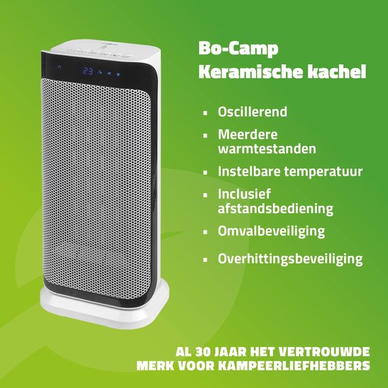 Bo-Camp - Keramische kachel - Oscillerend - Ventilatiestand - 1000/2000 Watt