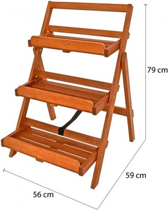 Casaria Plantenrek - FSC®-Gecertificeerd Acaciahout - 79x59x56cm Bruin