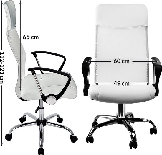 Casaria Bureaustoel met mesh wit