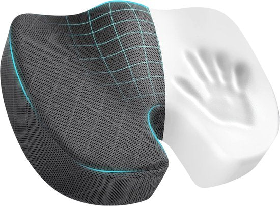 Zitkussen Orthopedisch - Verlichting onderrug, stuitje & heupen - Ergonomische Stuitkussen - Traagschuim Wigkussen - Voor Stoel & Bureaustoel - Alyze