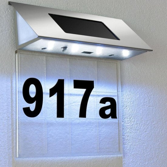 Monzana Solar Huisnummer LED Lamp – RVS- Transparant