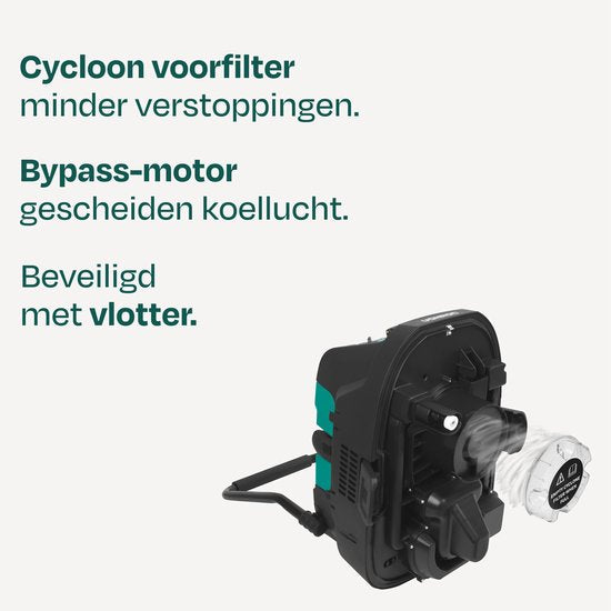 VONROC bouwstofzuiger nat/droog - M-klasse - 1600W - 22kPa - Automatische filterreiniging (klopfunctie) - HEPA H14 - 40L tank – Antistatische slang Ø35 mm