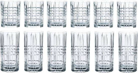 Nachtmann - Square Whiskey- en Longdrinkglazen - Set 12-delig - Whiskey - Longdrink